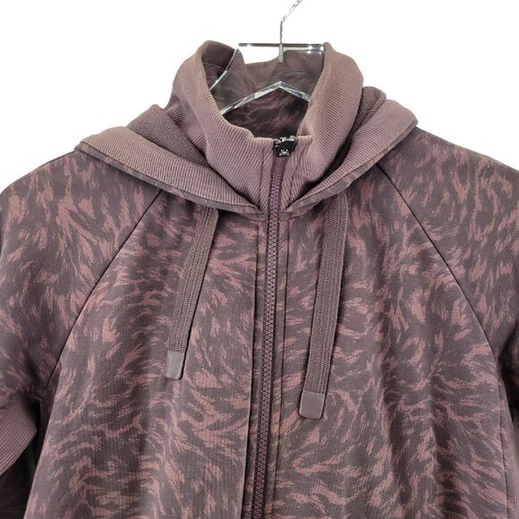 Athleta Triumph Full Zip Athletic Hoodie Sweatshirt Smoked Brown Print SZ Small - Picture 4 of 12